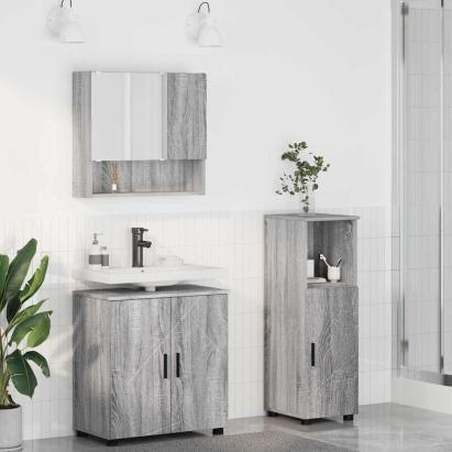 Set de mobilier pentru baie 3 pcs sonoma gri 61 x 35 x 64 cm GartenMobel Dekor