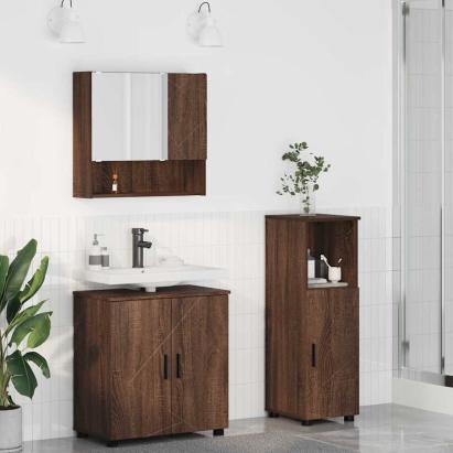 Set de mobilier pentru baie 3 pcs Stejar brun 61 x 35 x 64 cm GartenMobel Dekor