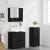 Set de mobilier pentru baie cu ușă 3 pcs Negru 61 x 35 x 64 cm GartenMobel Dekor