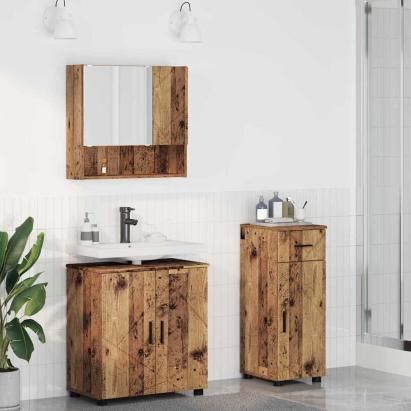 Set de mobilier pentru baie 3 pcs Lemn vechi 61 x 35 x 64 cm GartenMobel Dekor