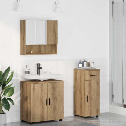 Set de mobilier pentru baie cu sertar 3 pcs stejar artizanal GartenMobel Dekor
