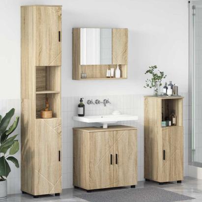 Set de mobilier pentru baie 4 pcs Stejar sonoma 61 x 35 x 64 cm GartenMobel Dekor