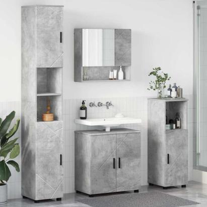 Set de mobilier pentru baie 4 pcs Gri beton 61 x 35 x 64 cm GartenMobel Dekor