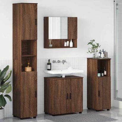 Set de mobilier pentru baie 4 pcs Stejar brun 61 x 35 x 64 cm GartenMobel Dekor