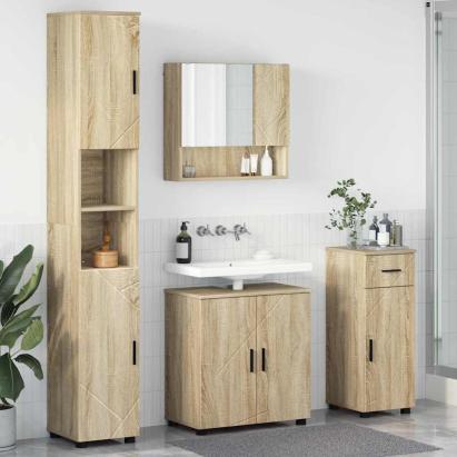 Set de mobilier pentru baie 4 pcs Stejar sonoma 61 x 35 x 64 cm GartenMobel Dekor