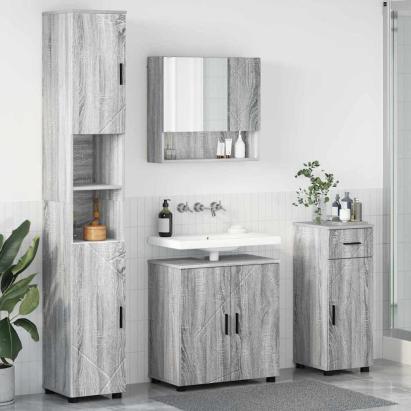 Set de mobilier pentru baie 4 pcs sonoma gri 61 x 35 x 64 cm GartenMobel Dekor