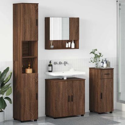 Set de mobilier pentru baie 4 pcs Stejar brun 61 x 35 x 64 cm GartenMobel Dekor