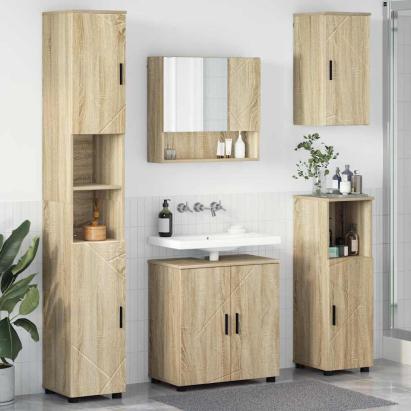 Set de mobilier pentru baie 5 pcs Stejar sonoma 61 x 35 x 64 cm GartenMobel Dekor