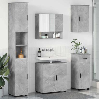 Set de mobilier pentru baie 5 pcs Gri beton 61 x 35 x 64 cm GartenMobel Dekor