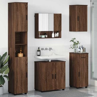 Set de mobilier pentru baie 5 pcs Stejar brun 61 x 35 x 64 cm GartenMobel Dekor