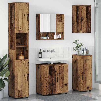 Set de mobilier pentru baie 5 pcs Lemn vechi 61 x 35 x 64 cm GartenMobel Dekor