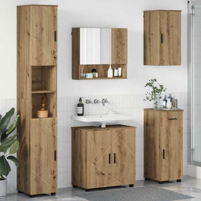 Set de mobilier pentru baie cu sertar 5 pcs stejar artizanal GartenMobel Dekor