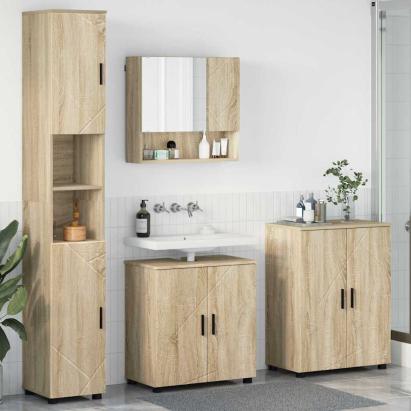 Set de mobilier pentru baie 4 pcs Stejar sonoma 61 x 35 x 64 cm GartenMobel Dekor