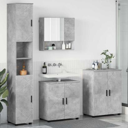 Set de mobilier pentru baie 4 pcs Gri beton 61 x 35 x 64 cm GartenMobel Dekor