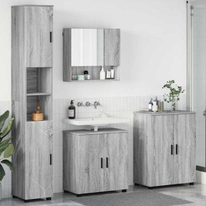 Set de mobilier pentru baie 4 pcs sonoma gri 61 x 35 x 64 cm GartenMobel Dekor