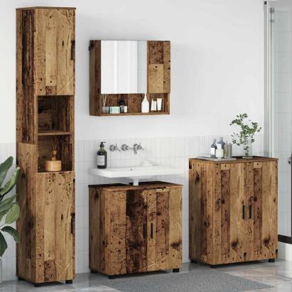 Set de mobilier pentru baie 4 pcs Lemn vechi 61 x 35 x 64 cm GartenMobel Dekor