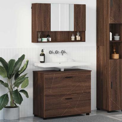 Set de mobilier pentru baie 2 pcs Stejar brun 76.5 x 35 x 64 cm GartenMobel Dekor