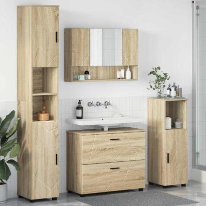 Set de mobilier pentru baie cu sertar 4 pcs Stejar sonoma GartenMobel Dekor