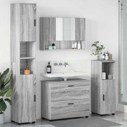 Set de mobilier pentru baie 4 pcs sonoma gri 30 x 35 x 192 cm GartenMobel Dekor