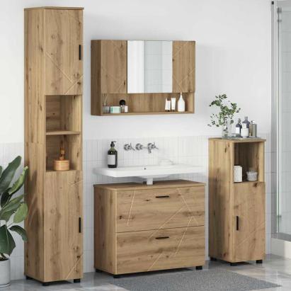 Set de mobilier pentru baie cu sertar 4 pcs stejar artizanal GartenMobel Dekor