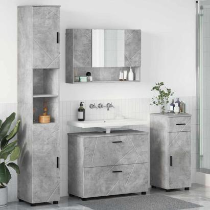 Set de mobilier pentru baie 4 pcs Gri beton 30 x 35 x 192 cm GartenMobel Dekor