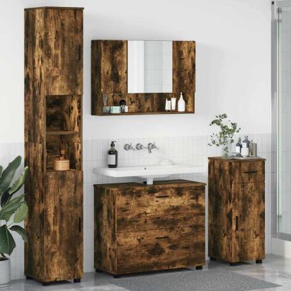 Set de mobilier pentru baie cu sertar 4 pcs Stejar afumat GartenMobel Dekor