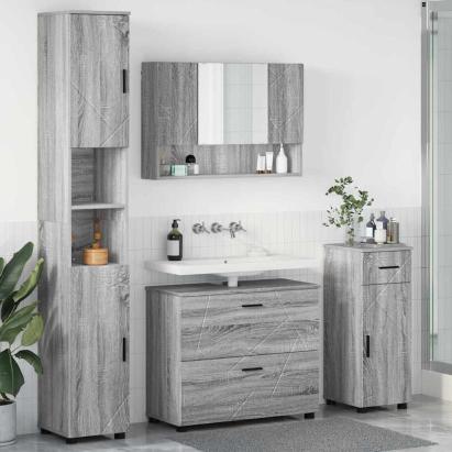 Set de mobilier pentru baie 4 pcs sonoma gri 30 x 35 x 192 cm GartenMobel Dekor