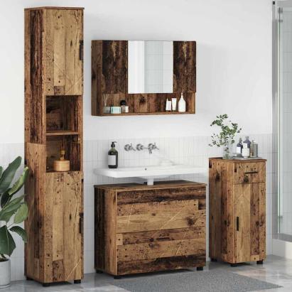 Set de mobilier pentru baie 4 pcs Lemn vechi 30 x 35 x 192 cm GartenMobel Dekor