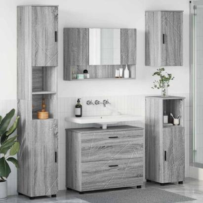 Set de mobilier pentru baie 5 pcs sonoma gri 30 x 35 x 192 cm GartenMobel Dekor