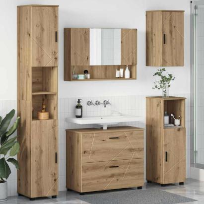 Set de mobilier pentru baie cu sertar 5 pcs stejar artizanal GartenMobel Dekor