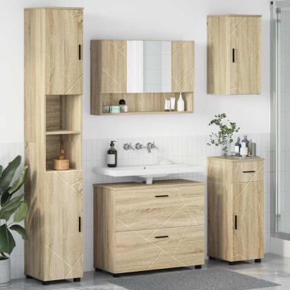 Set de mobilier pentru baie cu sertar 5 pcs Stejar sonoma GartenMobel Dekor