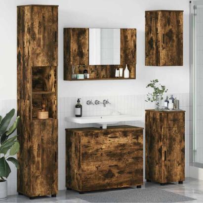 Set de mobilier pentru baie cu sertar 5 pcs Stejar afumat GartenMobel Dekor