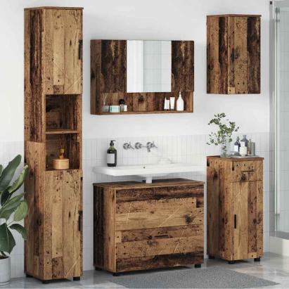 Set de mobilier pentru baie 5 pcs Lemn vechi 30 x 35 x 192 cm GartenMobel Dekor