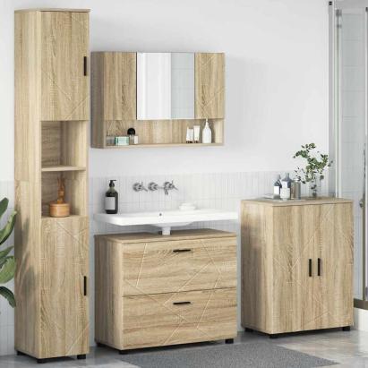 Set de mobilier pentru baie cu sertar 4 pcs Stejar sonoma GartenMobel Dekor