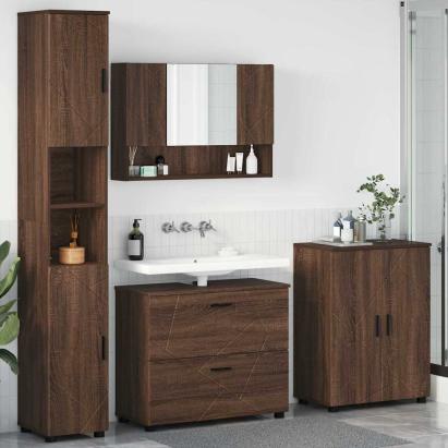 Set de mobilier pentru baie 4 pcs Stejar brun 30 x 35 x 192 cm GartenMobel Dekor