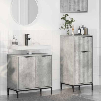 Set de mobilier pentru baie 2 pcs Gri beton 39.5 x 36 x 88 cm GartenMobel Dekor