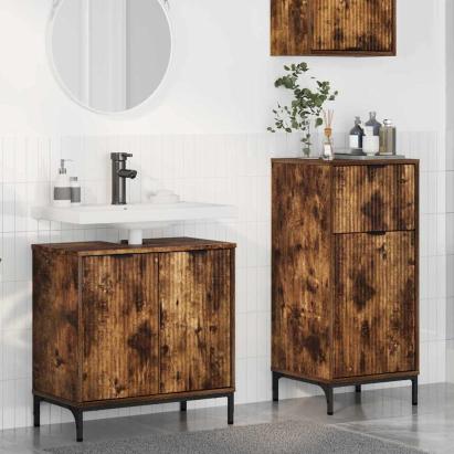 Set de mobilier pentru baie cu sertar 2 pcs Stejar afumat GartenMobel Dekor