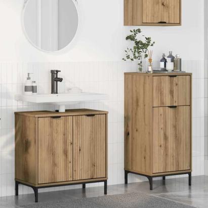Set de mobilier pentru baie cu sertar 2 pcs stejar artizanal GartenMobel Dekor