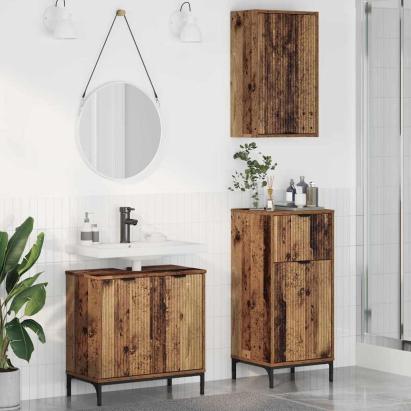 Set de mobilier pentru baie 3 pcs Lemn vechi 39.5 x 36 x 88 cm GartenMobel Dekor