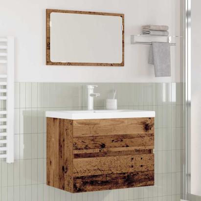 Set de mobilier pentru baie 3 pcs Lemn vechi 60 x 38.5 x 45 cm GartenMobel Dekor