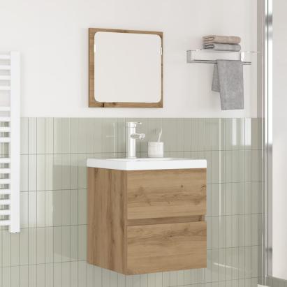 Set de mobilier pentru baie 3 pcs Stejar negru și alb Standard GartenMobel Dekor