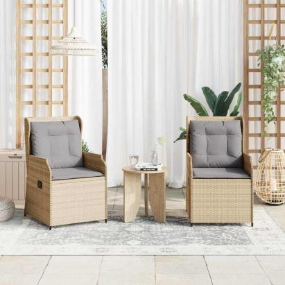 Bancă de grădină cu pernă 2 pcs Bej Rattan poli GartenMobel Dekor