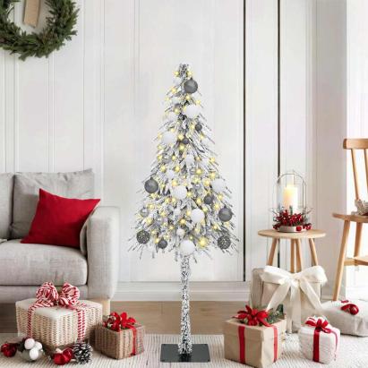 Brad de Crăciun cu lumini decorative cu coarde Alb 120 cm PE GartenMobel Dekor