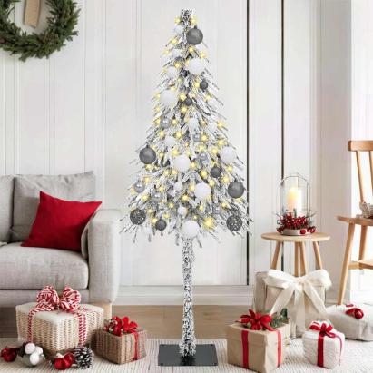 Brad de Crăciun cu lumini decorative cu coarde Alb 150 cm PE GartenMobel Dekor