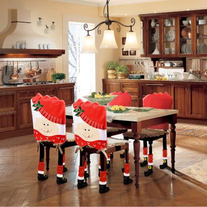 Set decorațiuni de scaun Crăciun – model Doamna Crăciun – 50 x 55 cm – roșu/alb Best CarHome