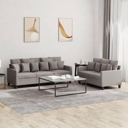 Set de canapea cu perne, 2 piese, gri taupe, material textil GartenMobel Dekor
