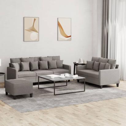 Set de canapea cu perne, 3 piese, gri taupe, material textil GartenMobel Dekor