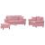 Set canapea cu perne, 3 piese, roz, catifea GartenMobel Dekor