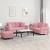 Set canapea cu perne, 3 piese, roz, catifea GartenMobel Dekor