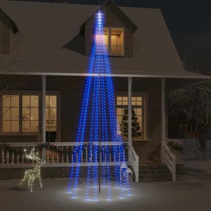 Brad de Crăciun pe catarg, 732 LED-uri, albastru, 500 cm GartenMobel Dekor